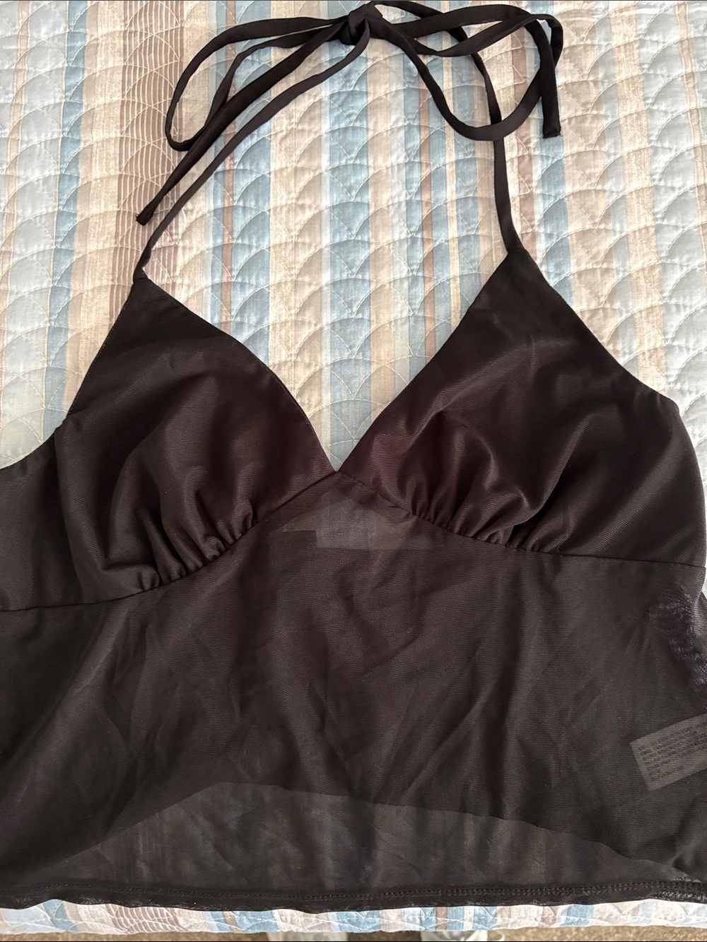wild fable Black Halter Mesh Chemise Top